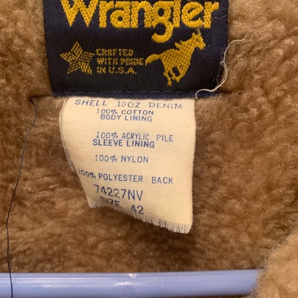 Vintage Sherpa lined corduroy collar wrangler made USA size vintage 42 - Picture 4 of 16